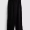 Broek met elastische taille en wijde pijpen