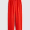 Broek met elastische taille en wijde pijpen