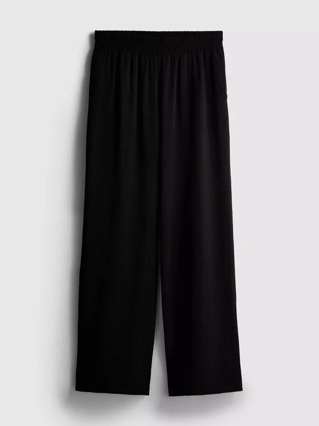 Broek met elastische taille en wijde pijpen
