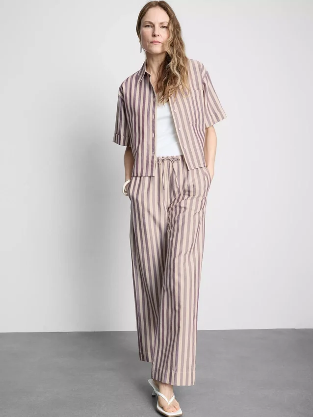 Broek met Oxford-strepen en trekkoord