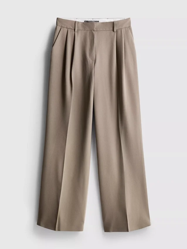 Broek met plooien en wijde pijpen