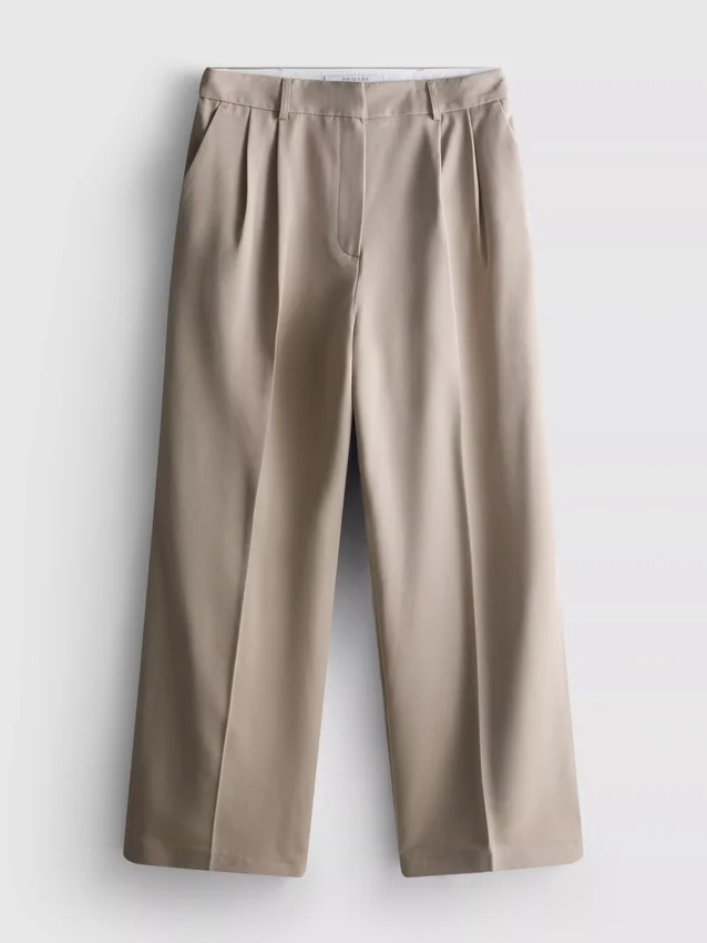 Broek met plooien en wijde pijpen