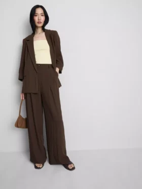 Broek met textuur en losse pasvorm, middelhoge taille