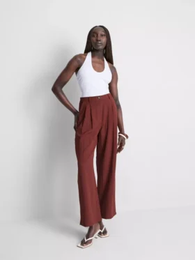 Broek met textuur en losse pasvorm, middelhoge taille