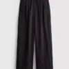 Broek met textuur en losse pasvorm, middelhoge taille