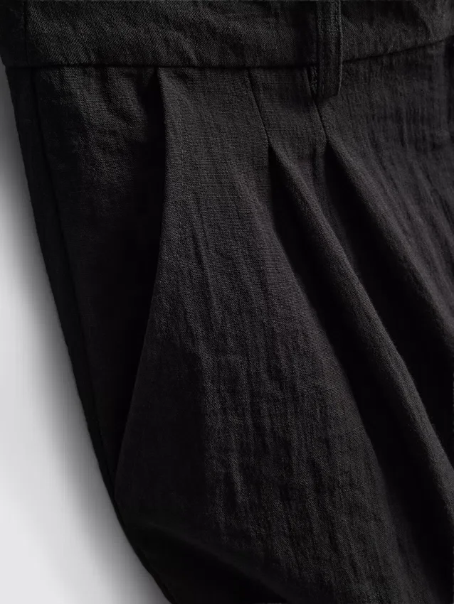 Broek met textuur en losse pasvorm, middelhoge taille
