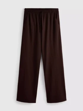 Broek met textuur en wijde pijpen