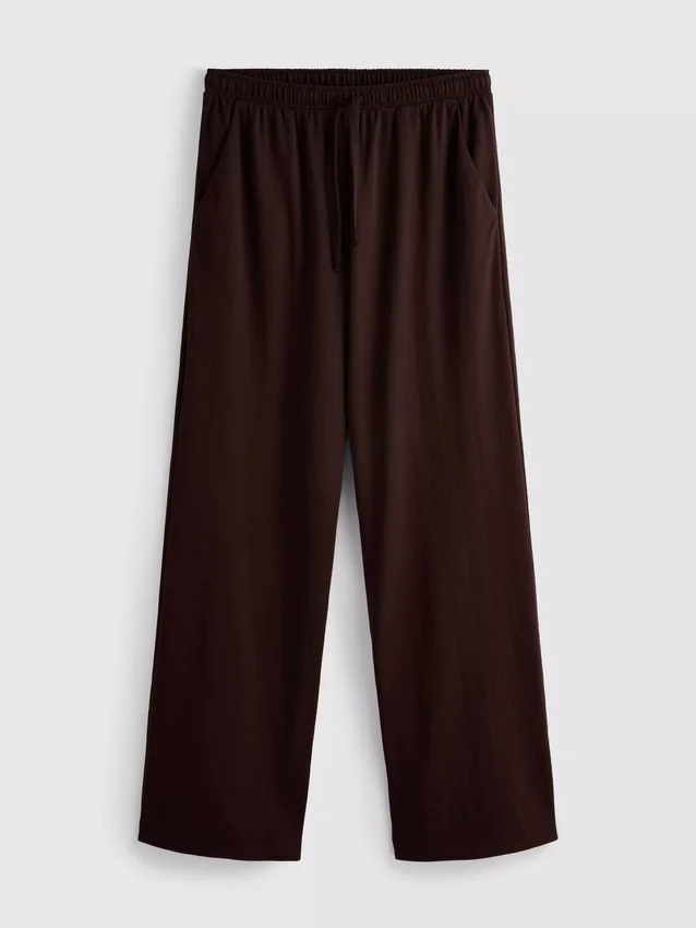 Broek met textuur en wijde pijpen