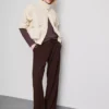 Broek met textuur en wijde pijpen