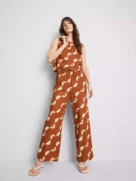 Broek met wijde pijpen en print