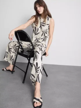 Broek met wijde pijpen en print