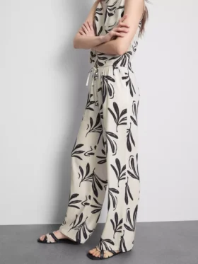 Broek met wijde pijpen en print