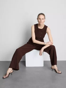 Broek met wijde pijpen van katoenmix