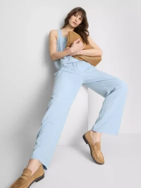 Broek met wijde pijpen van katoenmix