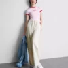 Broek met wijde pijpen van katoenmix