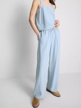 Broek met wijde pijpen van katoenmix