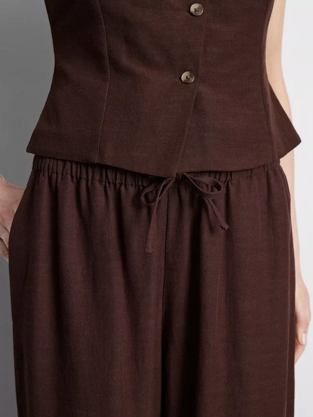 Broek met wijde pijpen van katoenmix