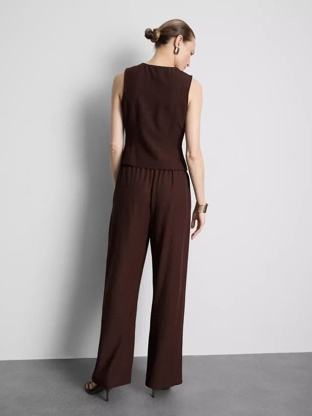 Broek met wijde pijpen van katoenmix