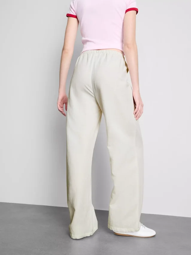 Broek met wijde pijpen van katoenmix