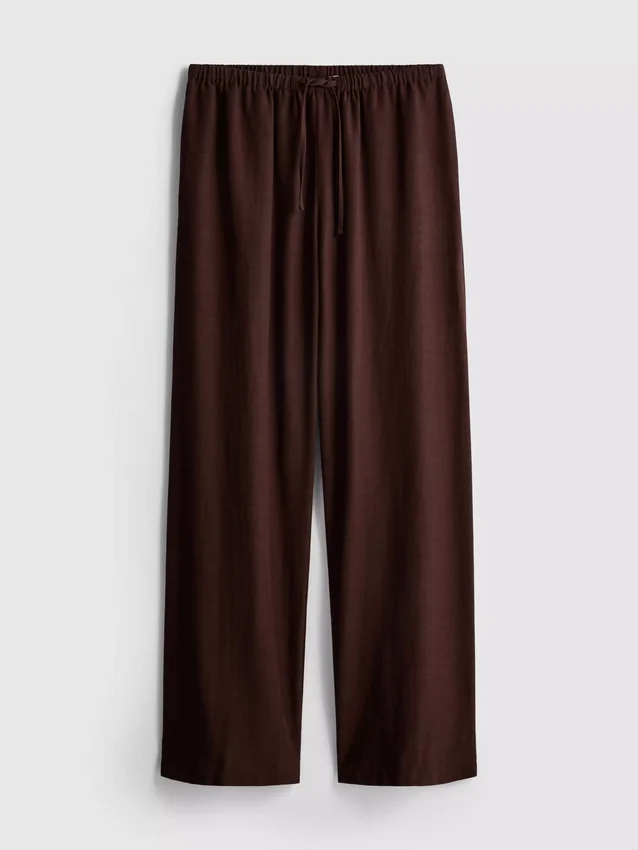 Broek met wijde pijpen van katoenmix