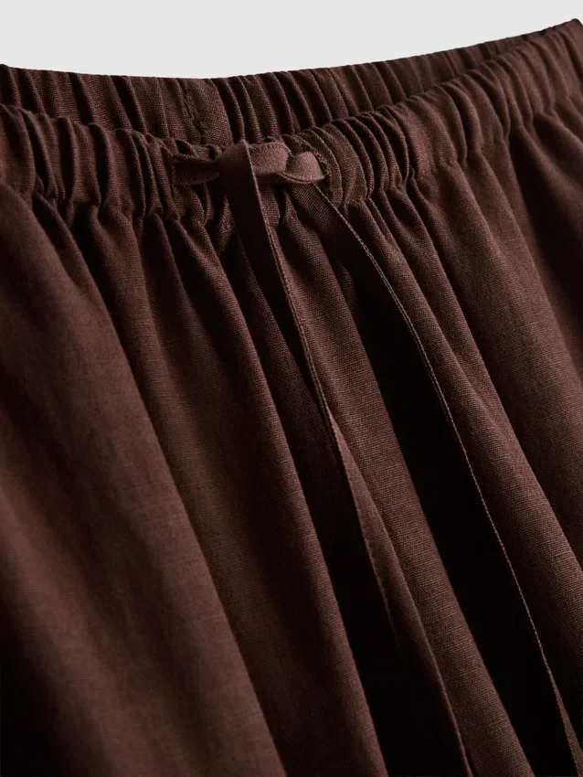 Broek met wijde pijpen van katoenmix
