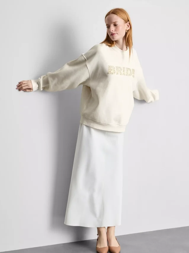 Bruidssweatshirt met geborduurde pailletten