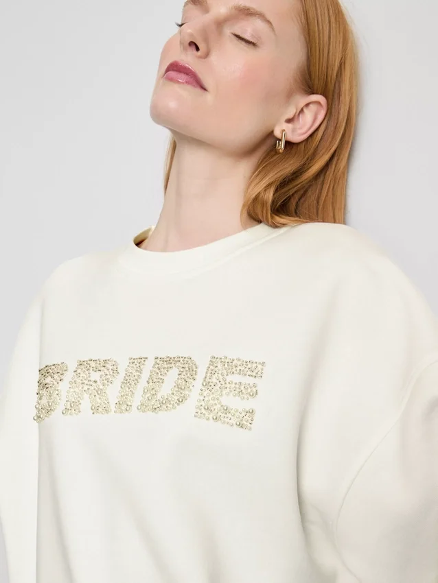 Bruidssweatshirt met geborduurde pailletten