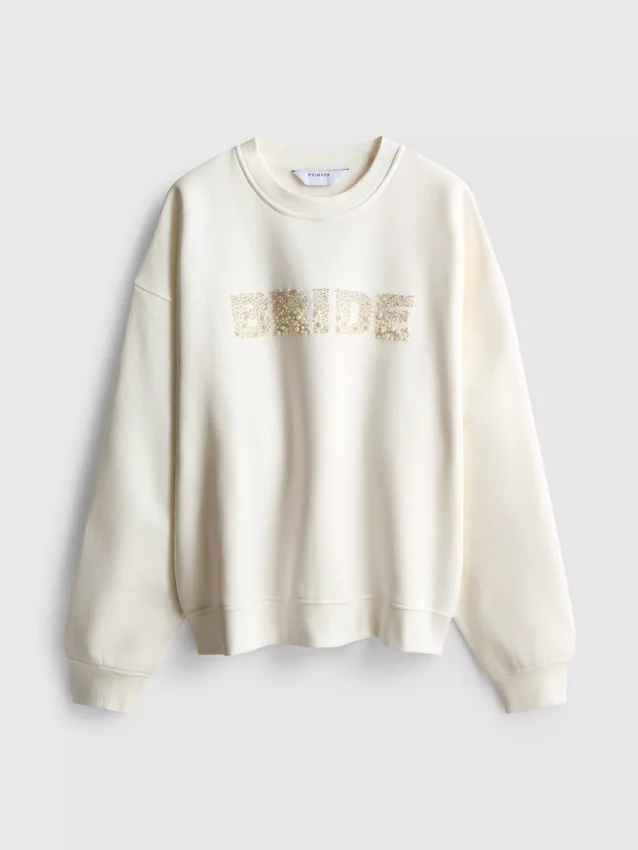 Bruidssweatshirt met geborduurde pailletten