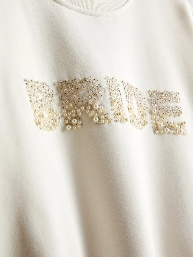 Bruidssweatshirt met geborduurde pailletten