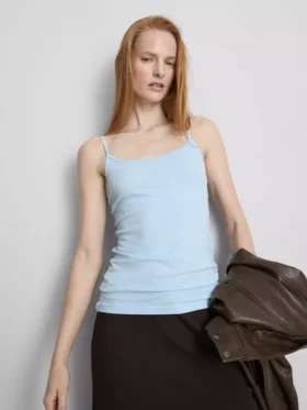 Cami-top van katoenrijk stretchmateriaal