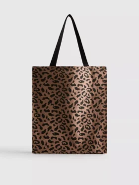 Canvas draagtas met luipaardprint