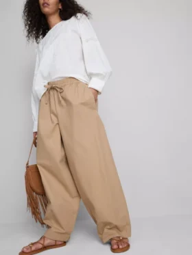 Casual broek met wijde pijpen