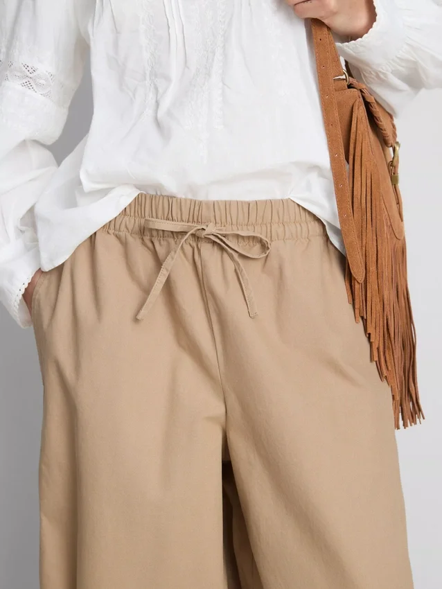 Casual broek met wijde pijpen