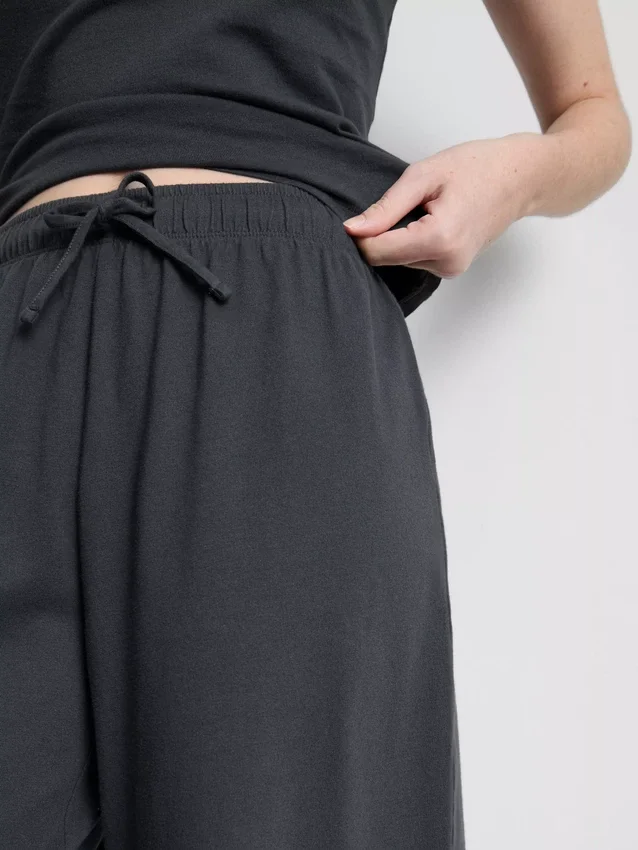 Casual joggingbroek met wijde pijpen van katoen