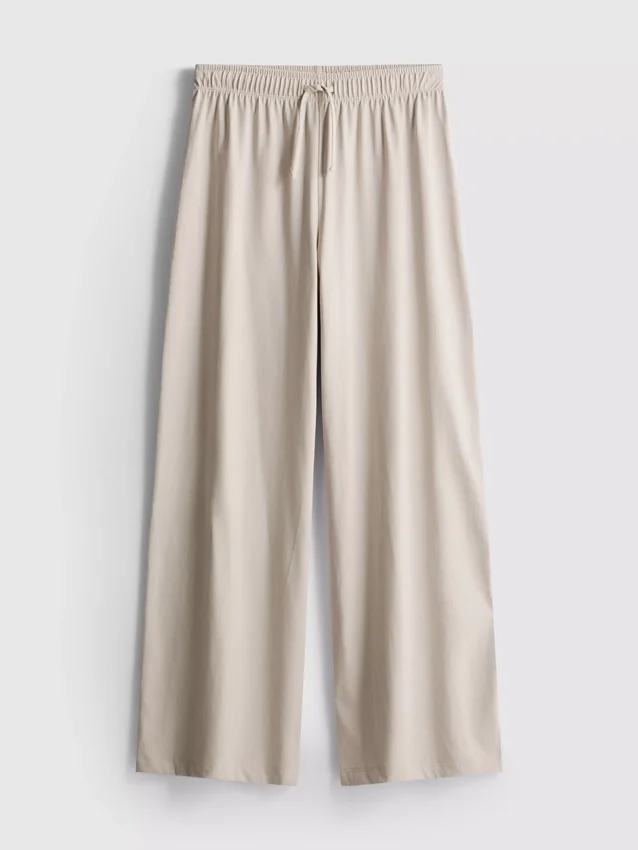 Casual joggingbroek met wijde pijpen van katoen