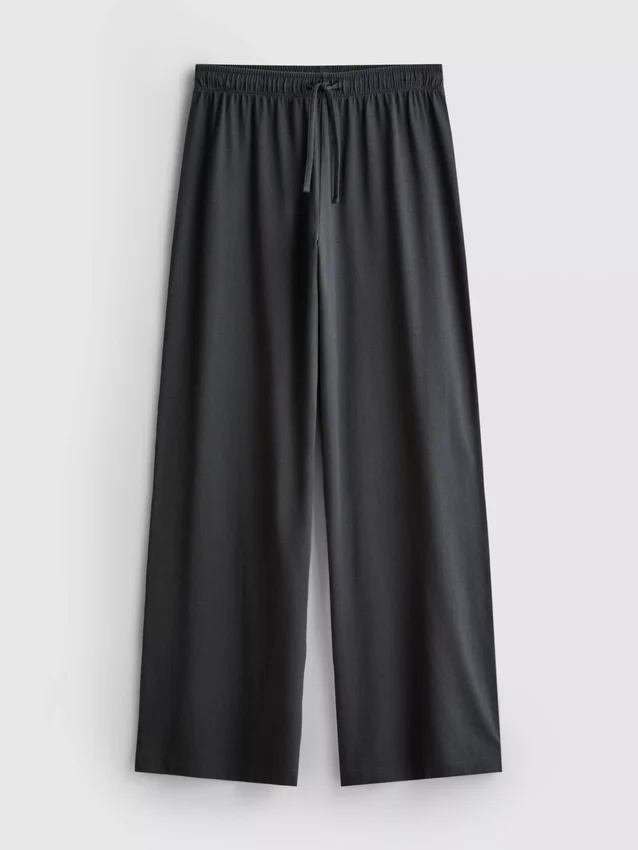 Casual joggingbroek met wijde pijpen van katoen