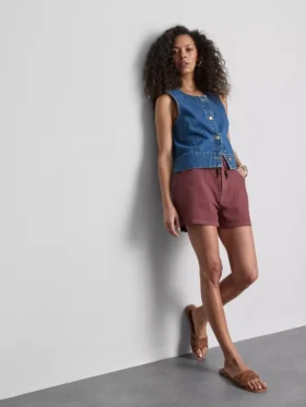 Casual katoenen Short met trekkoord en kralen