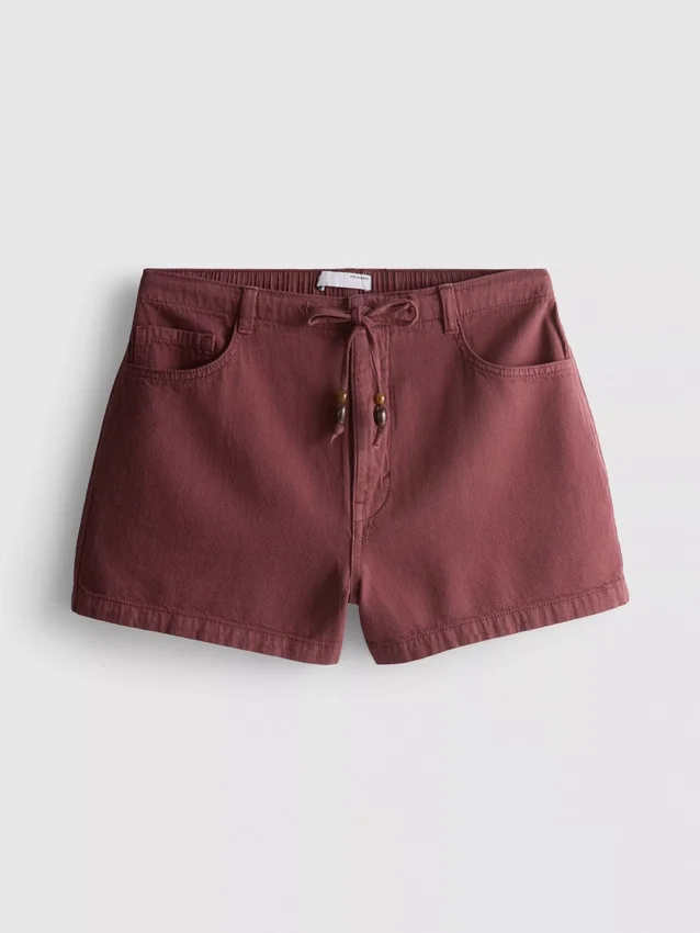 Casual katoenen Short met trekkoord en kralen