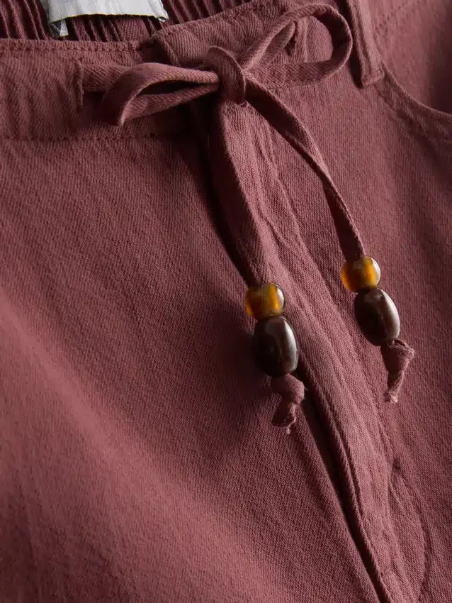 Casual katoenen Short met trekkoord en kralen