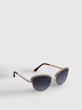 Cat-eye-zonnebril met strass-steentjes