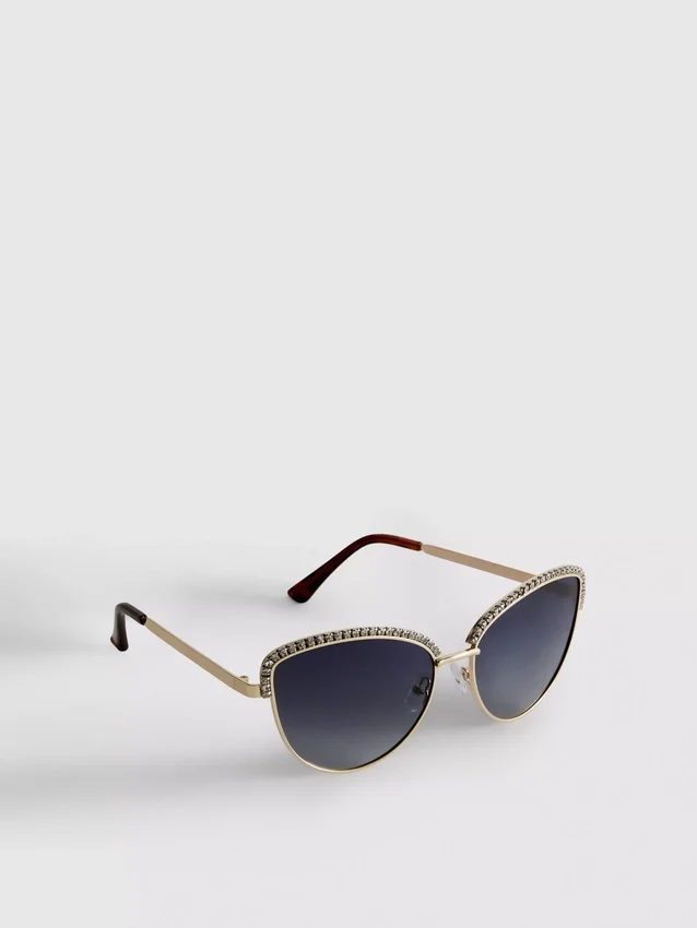 Cat-eye-zonnebril met strass-steentjes