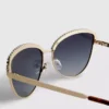 Cat-eye-zonnebril met strass-steentjes