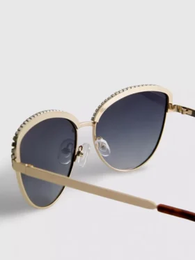 Cat-eye-zonnebril met strass-steentjes