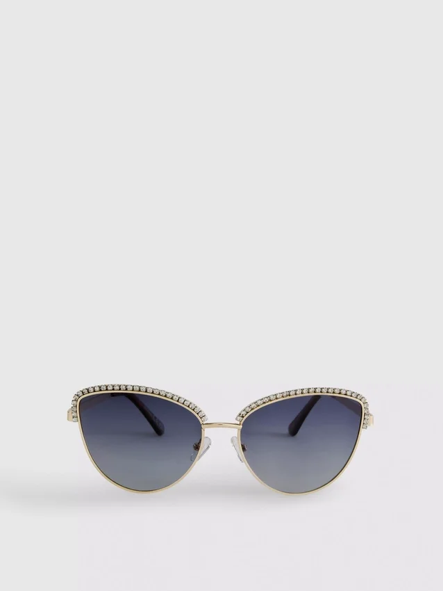 Cat-eye-zonnebril met strass-steentjes