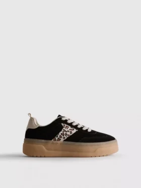 Chunky sneakers met luipaardprint en rubberen zool
