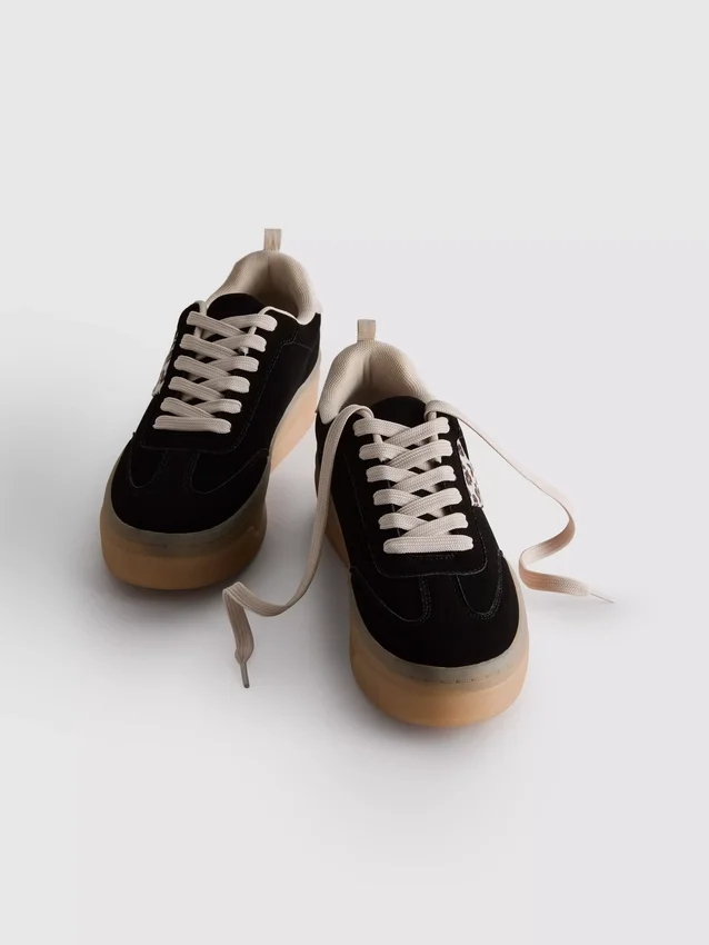 Chunky sneakers met luipaardprint en rubberen zool