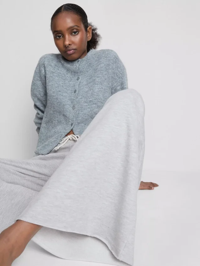 Comfortabele joggingbroek met wijde pijpen van katoenmix