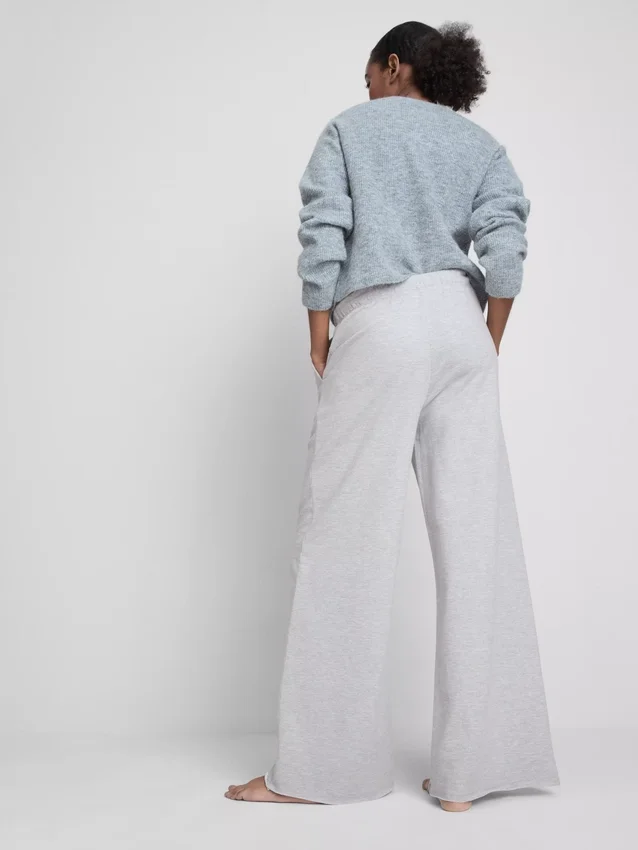 Comfortabele joggingbroek met wijde pijpen van katoenmix