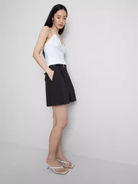 Cruise-short met hoge taille en textuur