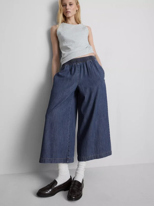 Culotte-Jeans met wijde pijpen
